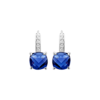 Load image into Gallery viewer, Mystigrey Alizee Marina .925 Sterling Silver Plated Rhodium Leverback Dangle Earrings for Women with Cubic Zirconia and Blue