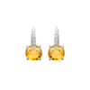 Load image into Gallery viewer, Mystigrey Alizee Maya .925 Sterling Silver Plated Rhodium Leverback Dangle Earrings for Women with Cubic Zirconia and Yellow