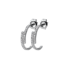 Load image into Gallery viewer, Mystigrey Jackie .925 Sterling Silver Plated Rhodium Double Bar Earrings for Women with Cubic Zirconia
