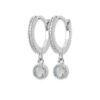 Load image into Gallery viewer, Mystigrey Dana .925 Sterling Silver Plated Rhodium Hoops Earrings Blue Agate