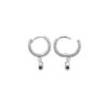 Load image into Gallery viewer, Mystigrey Dana .925 Sterling Silver Plated Rhodium Hoops Earrings Blue Agate