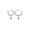 Load image into Gallery viewer, Mystigrey Dana .925 Sterling Silver Plated Rhodium Hoops Earrings Blue Agate