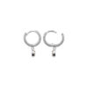 Load image into Gallery viewer, Mystigrey Dana .925 Sterling Silver Plated Rhodium Hoops Earrings Blue Agate