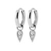 Load image into Gallery viewer, Mystigrey Amelia .925 Sterling Silver Plated Rhodium Huggie Hoop Earrings Cubic Zirconia