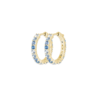 Load image into Gallery viewer, Mystigrey Oceana .925 Sterling Silver Plated Rhodium and 18k Gold Plated Hoop Earrings for Women Blue