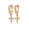 Load image into Gallery viewer, Mystigrey Cross 18K Gold Plated Dangle Hoops Earrings Cubic Zirconia