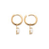 Load image into Gallery viewer, Mystigrey Anastasia 18K Gold Plated Huggie Hoop Earrings White Moonstone