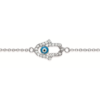 Load image into Gallery viewer, Mystigrey Hamsa and E Eye .925 Sterling Silver Plated Rhodium Bracelet for Women with Cubic Zirconia