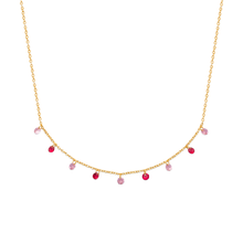 Load image into Gallery viewer, Mystigrey Tinker Bell .925 Sterling Silver Plated Rhodium and 18K Gold Plated Necklace for Women with Cubic Zirconia, Blue or Pink