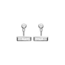 Load image into Gallery viewer, Mystigrey Jessica .925 Sterling Silver Plated Rhodium Jacket Earrings for Women with Cubic Zirconia