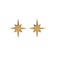 Load image into Gallery viewer, Mystigrey Polaris .925 Sterling Silver Plated Rhodium and 18K Gold Plated North Star Star Stud Earrings for Women with Cubic Zirconia