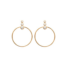 Load image into Gallery viewer, Mystigrey Elizabeth .925 Sterling Silver Plated Rhodium Front Hoop Earrings for Women with Cubic Zirconia