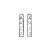 Load image into Gallery viewer, Mystigrey Jessica 18K Gold Plated and .925 Sterling Silver Plated Rhodium Long Bar Earrings for Women with Cubic Zirconia