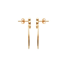 Load image into Gallery viewer, Mystigrey Elizabeth .925 Sterling Silver Plated Rhodium Front Hoop Earrings for Women with Cubic Zirconia