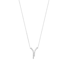 Load image into Gallery viewer, Mystigrey Elizabeth .925 Sterling Silver Plated Rhodium Necklace for Women with Cubic Zirconia - Dual Vertical