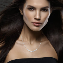 Load image into Gallery viewer, Mystigrey Elizabeth .925 Sterling Silver Plated Rhodium Necklace for Women with Cubic Zirconia - Horizontal