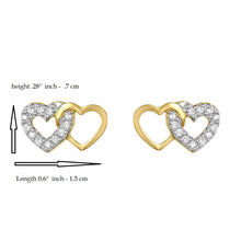 Load image into Gallery viewer, Mystigrey Milena Two Hearts .925 Sterling Silver Plated Rhodium Earrings for Women with Cubic Zirconia