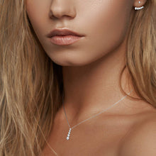 Load image into Gallery viewer, Mystigrey Elizabeth .925 Sterling Silver Plated Rhodium Necklace for Women with Cubic Zirconia - Vertical