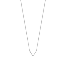 Load image into Gallery viewer, Mystigrey Aria .925 Sterling Silver Plated Rhodium and 18K Gold Plated V Necklace