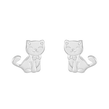 Load image into Gallery viewer, Mystigrey Cat .925 Sterling Silver Plated Rhodium and 18K Gold Plated Earrings