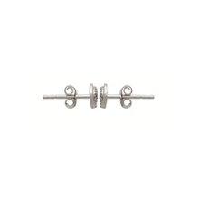 Load image into Gallery viewer, Mystigrey Carter .925 Sterling Silver Plated Rhodium and 18K Gold Plated Stud Earrings for Women with Cubic Zirconia - Interlocked Circles