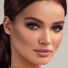 Load image into Gallery viewer, Mystigrey Hannah .925 Sterling Silver Plated Rhodium Solitary Earrings for Women with Cubic Zirconia