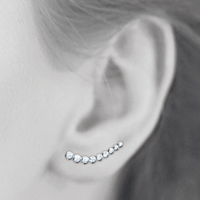 Load image into Gallery viewer, Mystigrey Elizabeth .925 Sterling Silver Plated Rhodium, 18K Rose Gold Plated and 18K Gold Plated Climber Earrings for Women with Cubic Zirconia