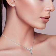 Load image into Gallery viewer, Mystigrey Elizabeth .925 Sterling Silver Plated Rhodium, 18K Rose Gold Plated and 18K Gold Plated Climber Earrings for Women with Cubic Zirconia