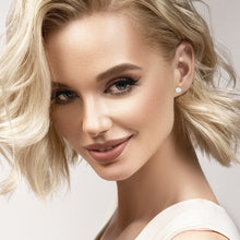 Load image into Gallery viewer, Mystigrey Calysta .925 Sterling Silver Plated Rhodium and 18K Gold Plated Earrings for Women with Cubic Zirconia