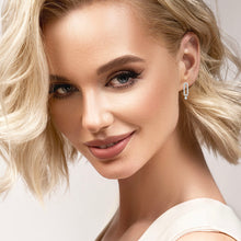 Load image into Gallery viewer, Mystigrey Mackenzie .925 Sterling Silver Plated Rhodium and 18K Gold Plated Stud Earrings for Women with Cubic Zirconia