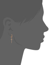 Load image into Gallery viewer, Mystigrey Cross 18K Gold Plated Hoop Earrings for Women 0.4 x 0.2 and in 0.6 x 0.25