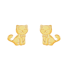 Load image into Gallery viewer, Mystigrey Cat .925 Sterling Silver Plated Rhodium and 18K Gold Plated Earrings