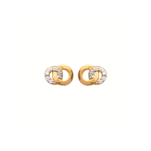 Load image into Gallery viewer, Mystigrey Carter .925 Sterling Silver Plated Rhodium and 18K Gold Plated Stud Earrings for Women with Cubic Zirconia - Interlocked Circles