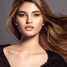Load image into Gallery viewer, Mystigrey Amie .925 Sterling Silver Plated Rhodium and 18K Gold Plated Earrings for Women with Cubic Zirconia or Turquoise