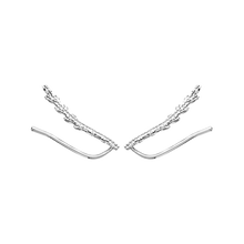 Load image into Gallery viewer, Mystigrey Eden .925 Sterling Silver Plated Rhodium, 18K Rose Gold Plated and 18K Gold Plated Climber Earrings for Women with Cubic Zirconia