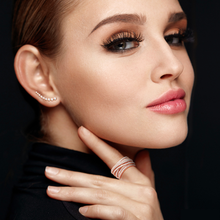 Load image into Gallery viewer, Mystigrey Elizabeth .925 Sterling Silver Plated Rhodium, 18K Rose Gold Plated and 18K Gold Plated Climber Earrings for Women with Cubic Zirconia