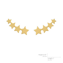 Load image into Gallery viewer, Mystigrey Polaris .925 Sterling Silver Plated Rhodium and 18K Gold Plated 4 Stars Climber Earrings