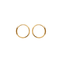 Load image into Gallery viewer, Mystigrey Lola .925 Sterling Silver Plated Rhodium and 18K Gold Plated Horizontal Hoop Earrings for Women Small