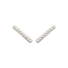 Load image into Gallery viewer, Mystigrey Gaelle .925 Sterling Silver Plated Rhodium and 18K Gold Plated Stud Earrings for Women with Cubic Zirconia