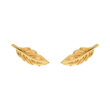 Load image into Gallery viewer, Mystigrey Ariel Feather .925 Sterling Silver Plated Rhodium and 18K Gold Plated Earrings