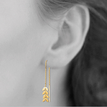 Load image into Gallery viewer, Mystigrey Cesaria .925 Sterling Silver Plated Rhodium and 18K Gold Plated Long Earrings