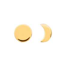 Load image into Gallery viewer, Mystigrey Moon .925 Sterling Silver Plated Rhodium and 18K Gold Plated Stud Earrings for Women Sun and Moon