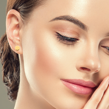 Load image into Gallery viewer, Mystigrey Moon .925 Sterling Silver Plated Rhodium and 18K Gold Plated Stud Earrings for Women Sun and Moon