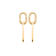 Load image into Gallery viewer, Mystigrey Mackenna .925 Sterling Silver Plated Rhodium and 18K Gold Plated Stud Earrings for Women with Cubic Zirconia