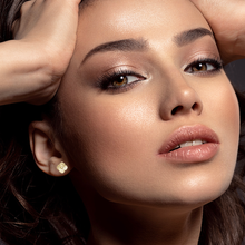 Load image into Gallery viewer, Mystigrey Pansy 18K Gold Plated Plumeria Earrings for Women with Cubic Zirconia