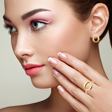 Load image into Gallery viewer, Mystigrey Octavia .925 Sterling Silver Plated Rhodium and 18K Gold Plated Stud Earrings