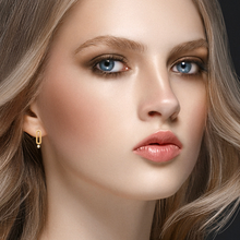 Load image into Gallery viewer, Mystigrey Mackenzie .925 Sterling Silver Plated Rhodium and 18K Gold Plated Stud Earrings for Women with Cubic Zirconia