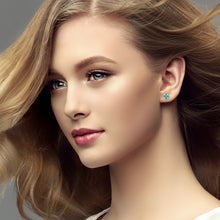 Load image into Gallery viewer, Mystigrey Blue Flower 18K Gold Plated Earrings for Women