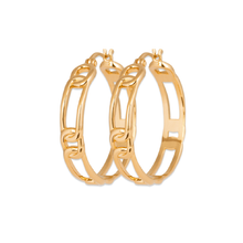Load image into Gallery viewer, Mystigrey Julie Hoop .925 Sterling Silver Plated Rhodium and 18K Gold Plated Earrings
