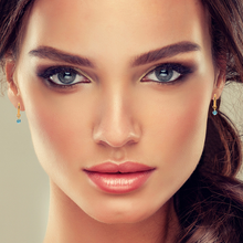 Load image into Gallery viewer, Mystigrey Tinker Bell 18K Gold Plated Hoop Earrings for Women Blue, Pink or Red